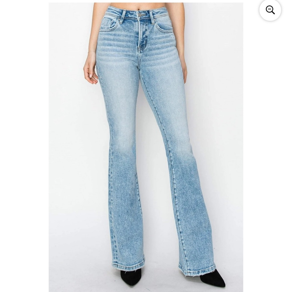 Risen high rise full length bootcut vintage light indigo